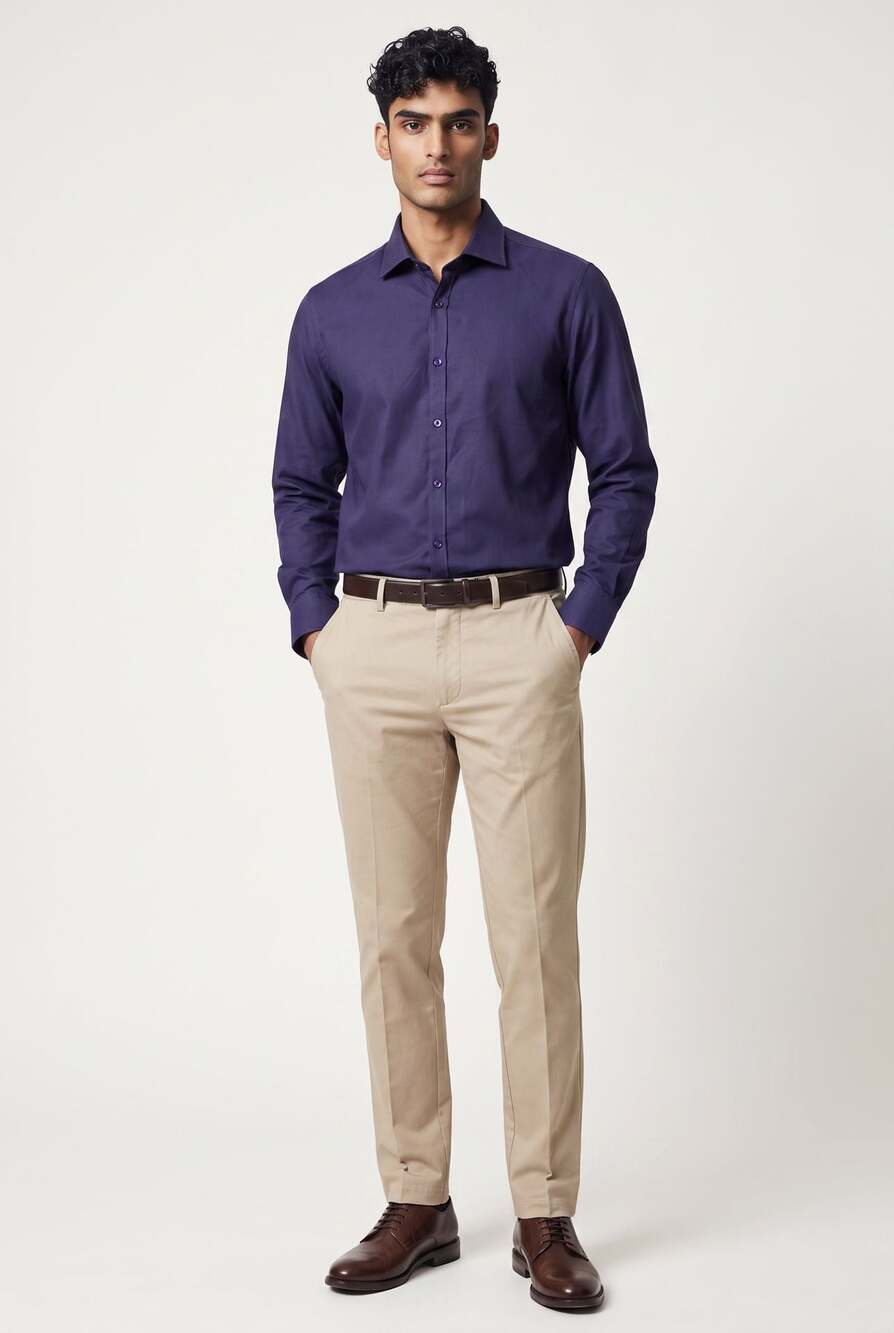 Arturo Calle Casual Purple Textured Long Sleeve Button-Down Shirt